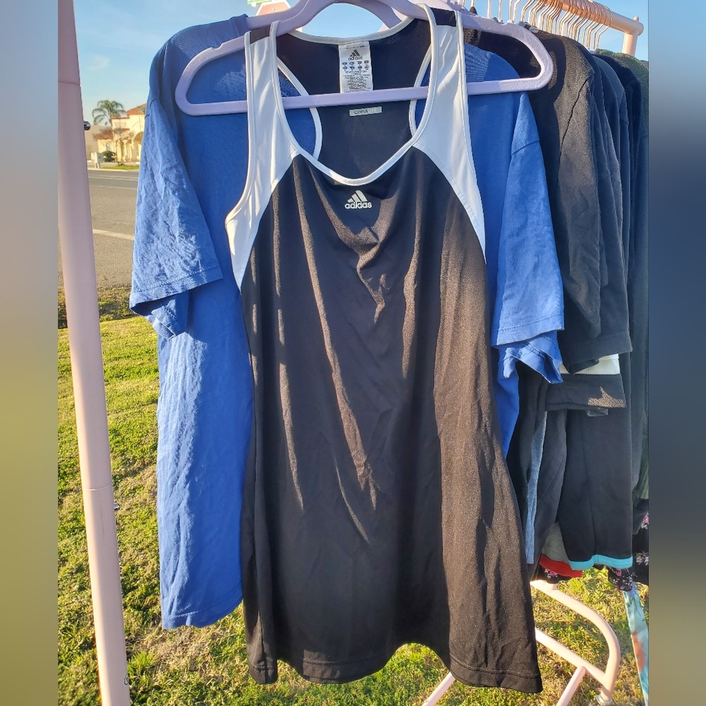 Adidas Black Athletic Dress with White Trim and Logo